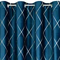 Zasłona welwetowa granatowo, złota haftowana w duże karo 140x250 przelotka - MARGO - Pierre Cardin