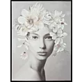 Obraz ROMANCE 1 portret kobiety w nakryciu głowy z kwiatów ręcznie malowany na płótnie w ramie