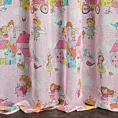 Dekoracja okienna różowa do pokoju dziecięcego z etaminy z nadrukiem z elfami 140x250 cm przelotka - POLLY