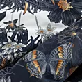 Pościel 220x200 cm bawełniana kolor ciemnogranatowy, biały dwustronna z wzorem kwiatowym NIKA 55