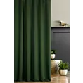 Zasłona szyta na taśmie 5 cm ciemnozielona z gładkiej tkaniny zaciemniającej typu dimout
