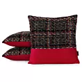 Poszewka na poduszkę 45x45 cm tkanin z ozdobnym splotem grafitowo, czerwona