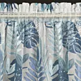 Dekoracja okienna biało, granatowa z motywem botanicznym i błyszczącym nadrukiem 140x270 taśma MALTA