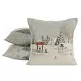 Poszewka na poduszkę 45x45 cm bawełniana, gobelinowa popielato, złocista z motywem świątecznym GOB