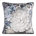 Poszewka na poduszkę 45x45 cm welwetowa kremowo, niebieska z motywem kwiatów z wypustką na brzegach LUCIA