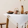 Obrus na stół 85x85 cm biały zdobiony koronką - NATALY