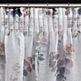 Zasłona biało, szara zdobiona subtelnym nadrukiem z etaminy 140x270 cm taśma - MARINA
