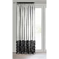 Firana czarna z etaminy zdobiona w dolnej części falbanami 140x250 cm taśma DANI
