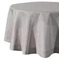Obrus okrągły srebrny średnica 150 cm z tkaniny przypominającej płótno STELLA 2 z podwójną listwą na brzegach