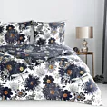 Pościel 220x200 cm bawełniana kolor ciemnogranatowy, biały dwustronna z wzorem kwiatowym NIKA 55