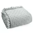 Narzuta srebrna 220x240 cm obszyta falbaną pikowana techniką hot press LIBI 3 Eurofirany Classic