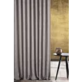 Zasłona szyta na tunelu popielato szara z tkaniny, z geometrycznym wzorem, z dodatkiem połyskującej nici