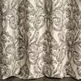 Zasłona szyta na flexach beżowo brązowa z ekskluzywnej tkaniny w duży wzór ornamentowy