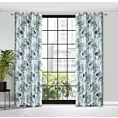 Zasłona biało, niebieska w kwiaty zaciemniająca 140x250 przelotka - ALVA