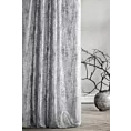 Zasłona szyta na flexach MATTEO srebrna z grubotkanej nowoczesnej tkaniny z błyszczącym nadrukiem