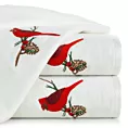 Ręcznik kąpielowy świąteczny 50x90 cm bawełniany kolor biały zdobiona świątecznym haftem 480 g/m2 PINO