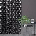 Zasłona czarna w srebrny wzór liści, zaciemniająca 135x250 cm przelotka - CLARA