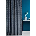 Zasłona szyta na taśmie 5 cm ISMENA grafitowa z tkaniny welwetowej z geometrycznym błyszczącym nadrukiem