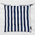 Poduszka na krzesło 40 x 40 x 5 cm wodoodporna granatowo, biała zdobiony subtelnymi pasami  GARDEN