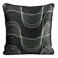Poszewka na poduszkę 40x40 cm welwetowa czarno, zielona z symetrycznym falującym wzorem POLA