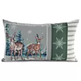Poszewka na poduszkę 30x50 cm świątecznym nadrukiem jasnoszaro, zielona FOREST
