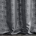 Zasłona zaciemniająca typu blackout ze srebrnym geometrycznym nadrukiem w stylu art deco