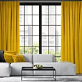 Zasłona musztardowa z gładkiego i miękkiego welwetu 140x300 cm taśma imitująca flex - MADLEN