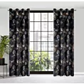 Zasłona czarno, popielata z tkaniny welwetowej 140x250 cm przelotka - PEONIA 2 - Limited Collection