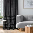 Zasłona welwetowa czarna zdobiona falbanami 140x250 cm taśma - CHARLOTTE