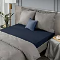 Prześcieradło jersey z gumką 240x220 cm z bawełny kolor granatowy 140 g/m2