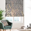Roleta rzymska srebrno złocista z tkaniny welwetowej ze złotym marmurkowym nadrukiem