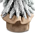 Drzewko choinkowe SLIM ośnieżone z dekoracyjną donicą owiniętą workiem jutowym