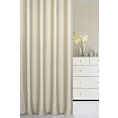 Zasłona szyta na taśmie 5 cm jasnobeżowa z gładkiej, zaciemniającej tkaniny z wyraźnym splotem