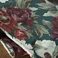 Bieżnik na stół zielono, bordowy 35x180 cm welwetowy VELVET 2 z nadrukiem barwnych kwiatów