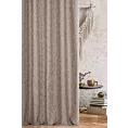 Zasłona szyta na flexach beżowa z tkaniny o naturalnym splocie i efektem melanżu, z dodatkiem nici metalicznej Italissima Eva Minge