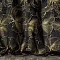 Zasłona czarna z błyszczącego welwetu w złote kwiaty 140x300 cm taśma - STELLA