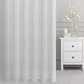 Firana szyta na taśmie 5 cm biała z miękkiej tkaniny o lekkim splocie i delikatnym połysku, wykończona obciążnikiem