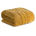 Ręcznik kąpielowy 70x140 cm bawełniany kolor musztardowy z kontrastującymi paseczkami 500 g/m2 SIBEL