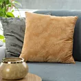 Poszewka na poduszkę 45x45 cm z miękkiego welwetu pomarańczowa z nadrukiem liści palmy VELVET 74 Eurofirany Premium