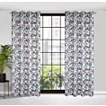 Zasłona biało, fioletowa z motywem kwiatowym, zaciemniająca 140x250 cm przelotka - SIMONA