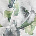 Zasłona biało, zielona ze wzorem kwiatowym z etaminy 140x250 cm przelotka - MONA