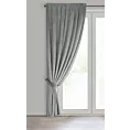 Zasłona welwetowa jasnoszara, troczek w zestawie140x300 cm taśma - ANTARA