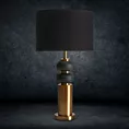 Lampa stołowa do salonu czarno, złota SOPHIA o designerskim kształcie z matowym abażurem