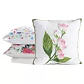 Poszewka na poduszkę 45x45 cm biało, zielona zdobiona haftowanym motywem kwiatów WIOSNA 68
