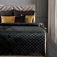 Narzuta welwetowa czarna 220x240 cm zdobiona błyszczącą pasmanterią pikowana metodą tradycyjnego szycia KRISTIN Eurofirany Premium