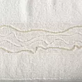 Ręcznik do rąk 30x50 cm bawełniany kolor kremowy zdobiony bordiurą z błyszczącym wzorem 500 g/m2 KARIN