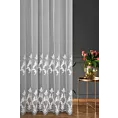 Firana szyta na taśmie 5 cm biało srebrna z matowej tkaniny ADEN ozdobionej szenilowym haftem ornamentowym Pierre Cardin