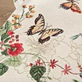 Bieżnik na stół naturalno, czerwony 45x140 cm gobelinowy z nadrukiem letnich kwiatów z motylami