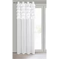 Firana biała z etaminy zdobiona w górnej części falbanami 140x250 cm przelotka AURA