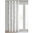 Zasłona biała z tkaniny o naturalnym wyglądzie zdobiona szenilowym haftem 140x250 cm przelotki - HOLI